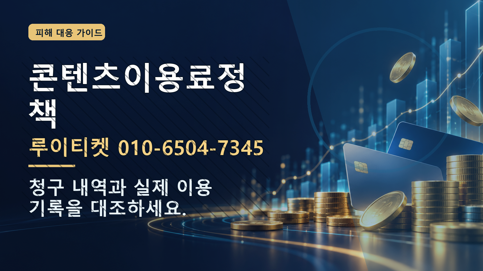 콘텐츠이용료정책: 루이티켓 010-6504-7345 · 청구 내역과 실제 이용 기록을 대조하세요.